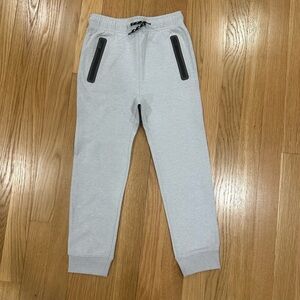 Gray Jogger Pants with Black Zipper Accents